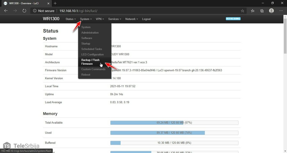 OpenWrt Dashboard Cudy WR1300