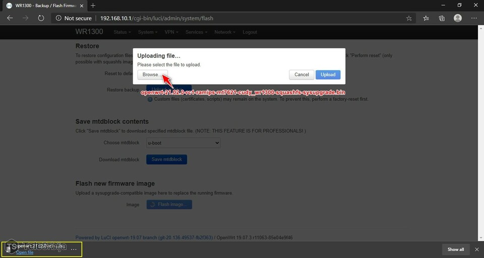 OpenWrt Flashing Image Cudy WR1300