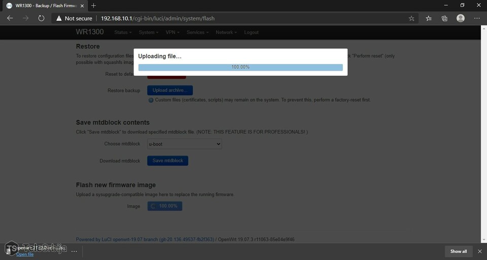 OpenWrt Uploading Image Cudy WR1300