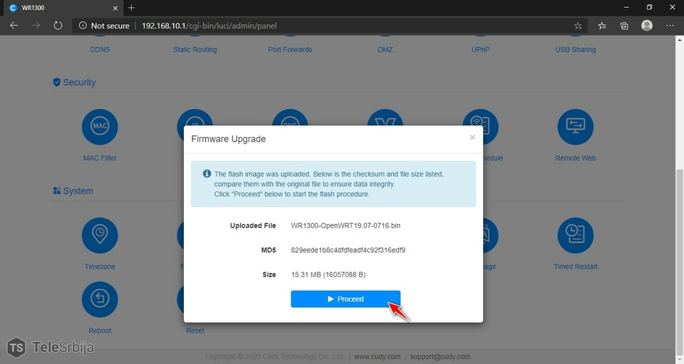 Firmware Upgrade check Cudy WR1300