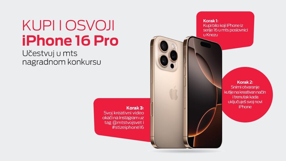 SAMO U MTS-U! Kupi i osvoji iPhone 16 Pro!