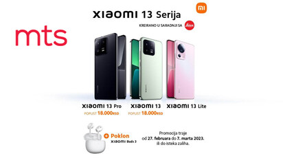 Rezervacija je počela! Uz Xiaomi 13 seriju kod MTS-a dobijaš Xiaomi Buds 3 bežične TWS slušalice!